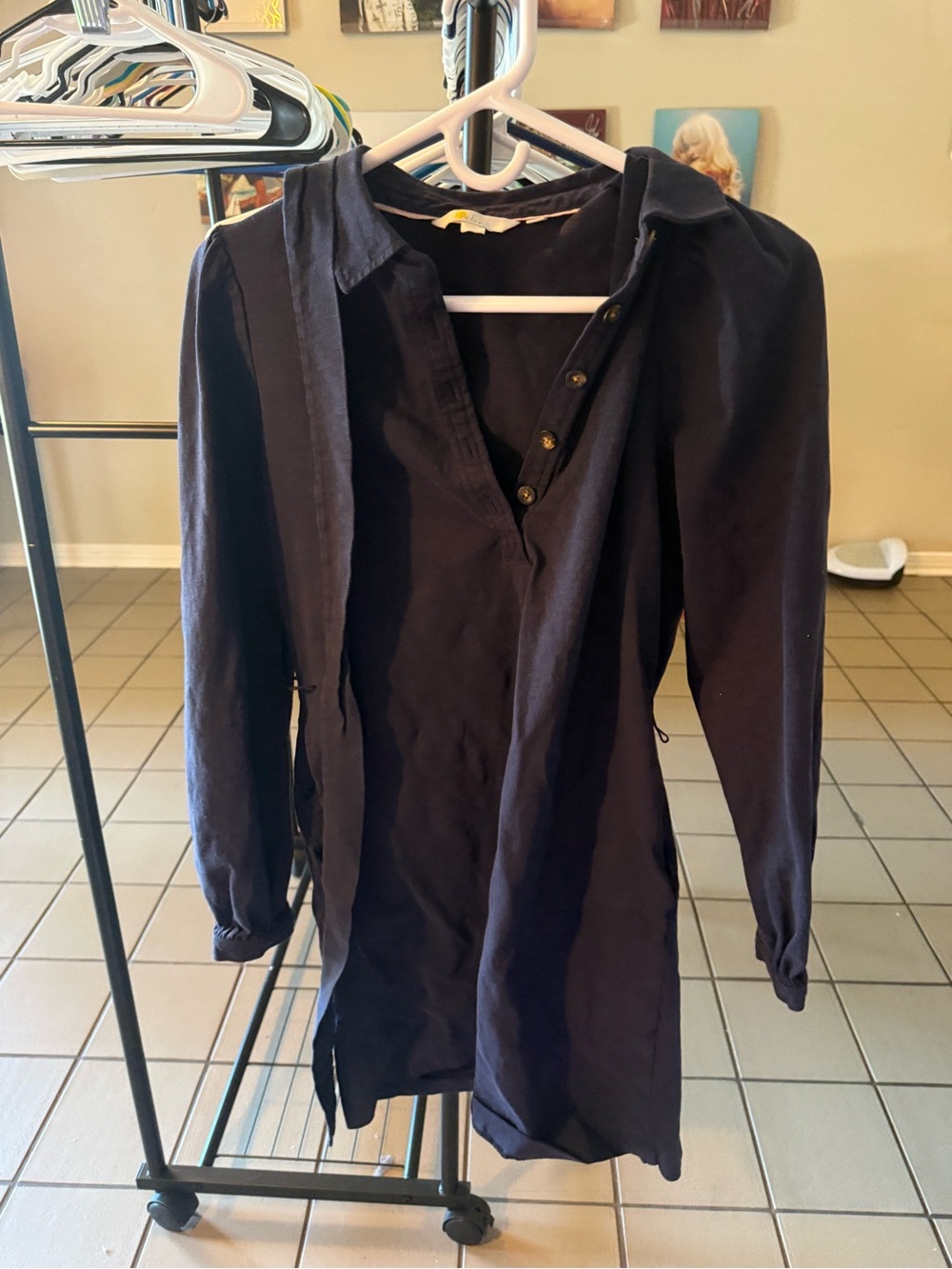 Boden Navy Long-Sleeve Mini Dress